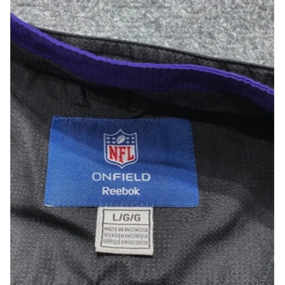 Minnesota Vikings Jacket Mens Large Black Purple NFL Football Reebok On Field - Picture 4 of 9